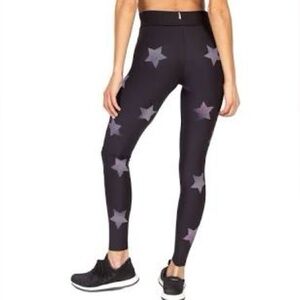 Ultracor Star Print Leggings Black Purple Workout Tights Size Small